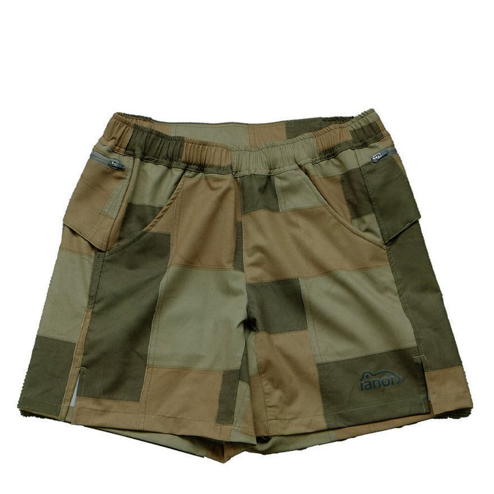 ranor(ラナー) PATCHWORK MIDDLE SHORTS OLIVE | play field mountain