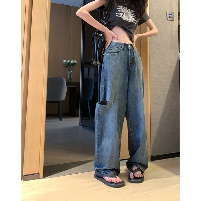 ハイウエストダメージジーンズ 1013-220619005