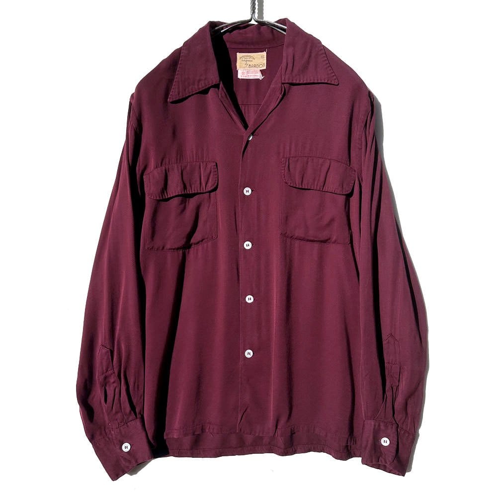 BARDON - Made In California] Vintage Open Collar Rayon Shirt