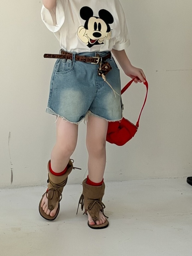 カットオフデニムショートパンツ（ウォッシュブルー）KMAI｜ボトムス 短パン｜小学生 ジュニア対応｜普段着｜韓国子供服｜男の子 女の子｜100-160cm｜2026夏服 ［取寄］