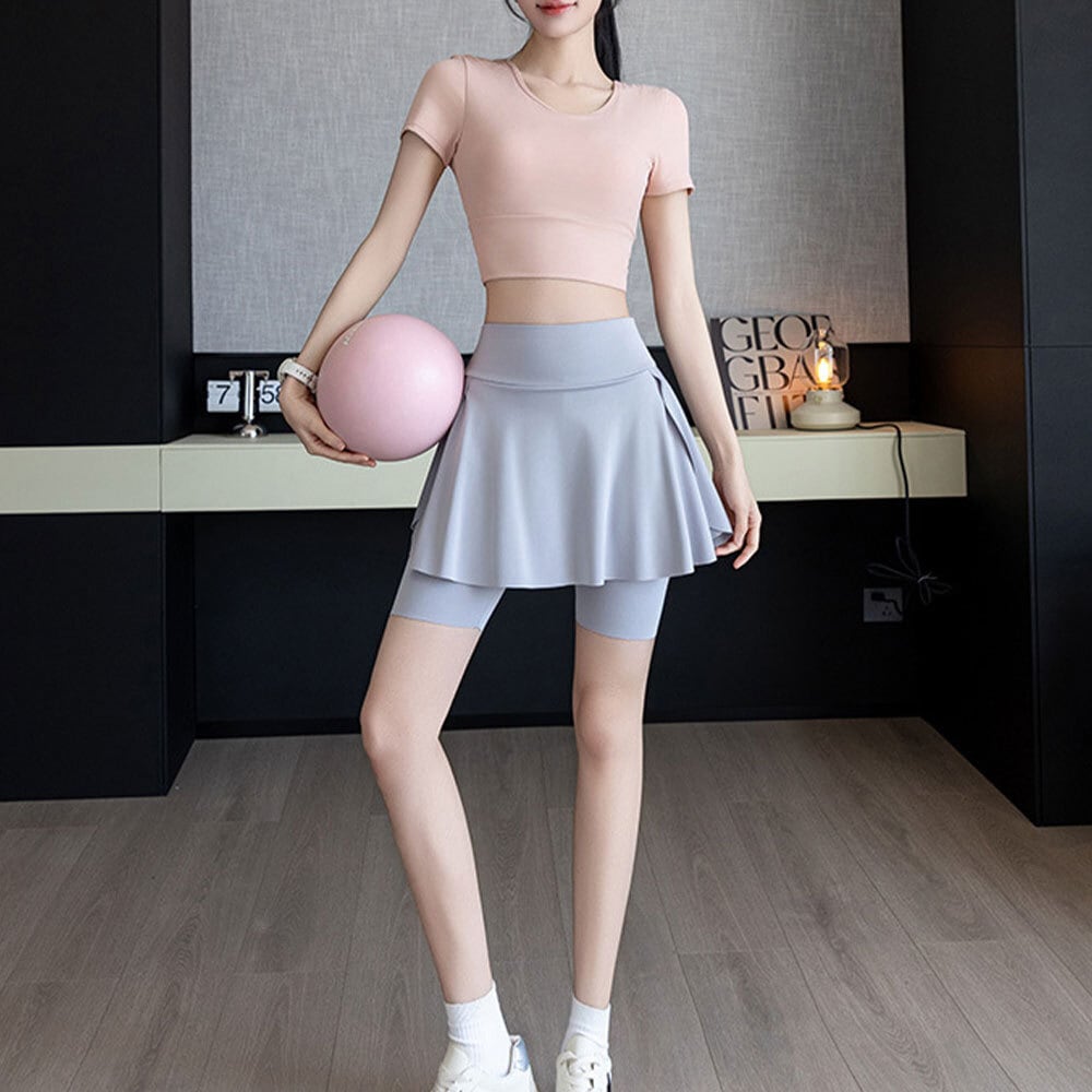 【送料無料】 ショートパンツ スカート付き ヨガパンツ レディース 春夏 韓国 スポーツ ヨガ ダンス フィットネス ジム ジョギング 運動 ストレッチ ポケット付き 大人可愛い 大人女子