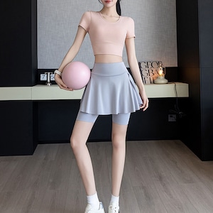 【送料無料】 ショートパンツ スカート付き ヨガパンツ レディース 春夏 韓国 スポーツ ヨガ ダンス フィットネス ジム ジョギング 運動 ストレッチ ポケット付き 大人可愛い 大人女子