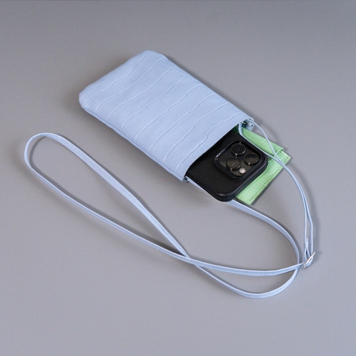 kotty スマホショルダーバッグ クロコ型押しレザー