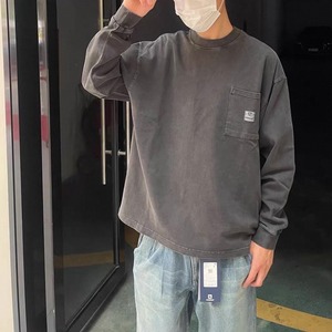 Oversized pocket long sleeve tee 1072