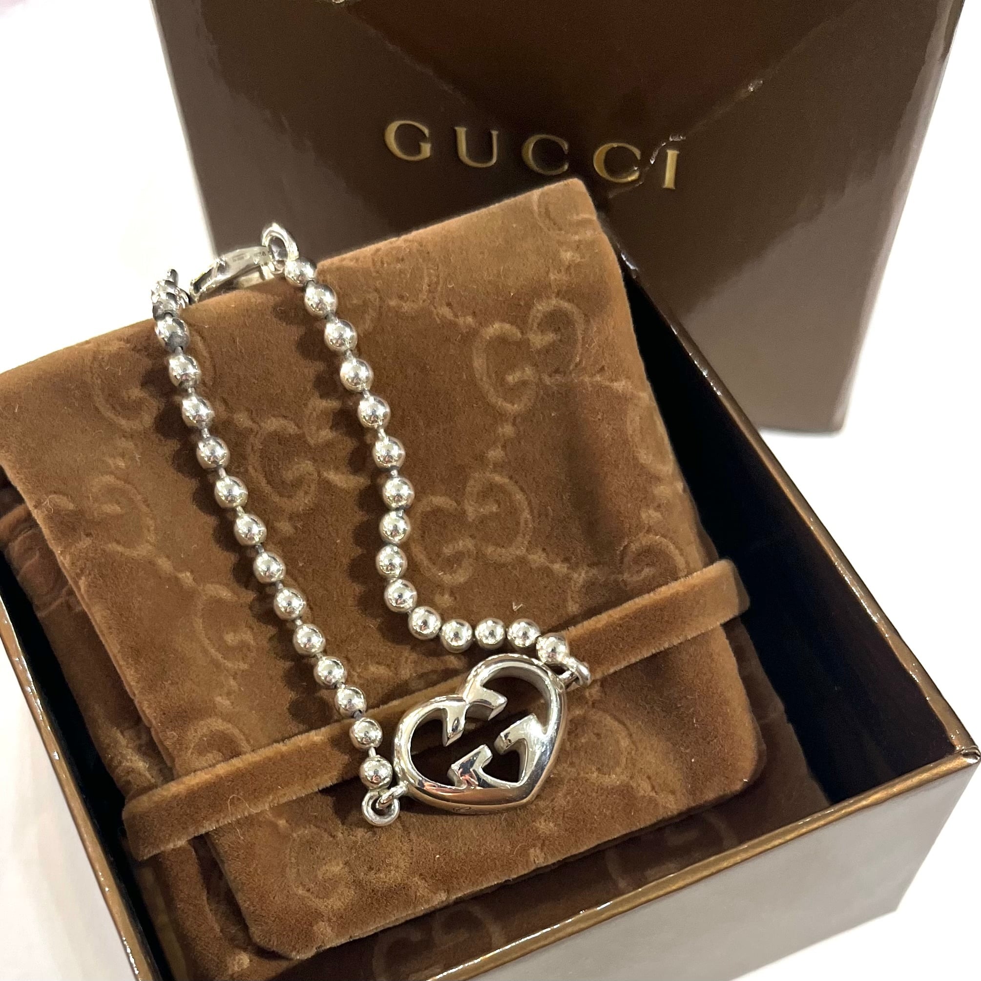 GUCCI】3009 グッチ ハートモチーフ ボールチェーンブレスレット