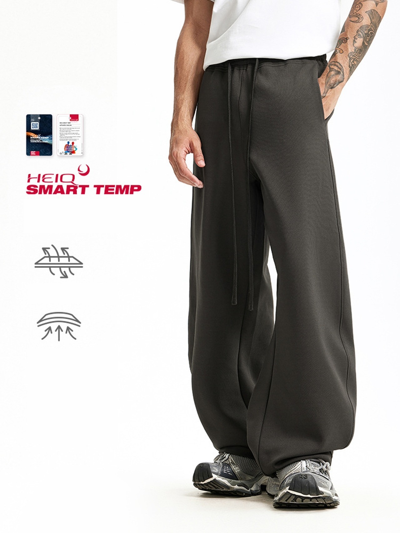 HeiQスマート温度調節 立体裁断カーブスウェットパンツ