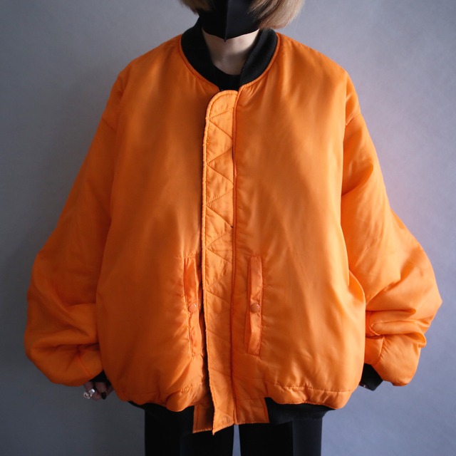"black × orange" reversible design XXL over size MA-1 bomber jacket