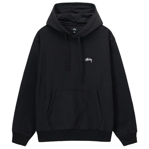 ステューシー ストックロゴ刺繍 プルオーバーパーカー STUSY STOCK LOGO HOODIE BLACK [並行輸入]