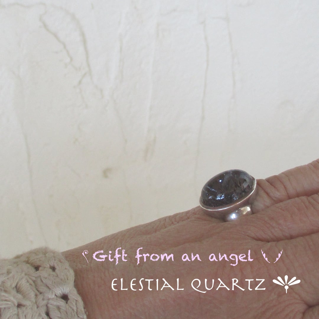 Sv925】“希少” エレスチャルクォーツ Oval リング ＊天使からの贈り物