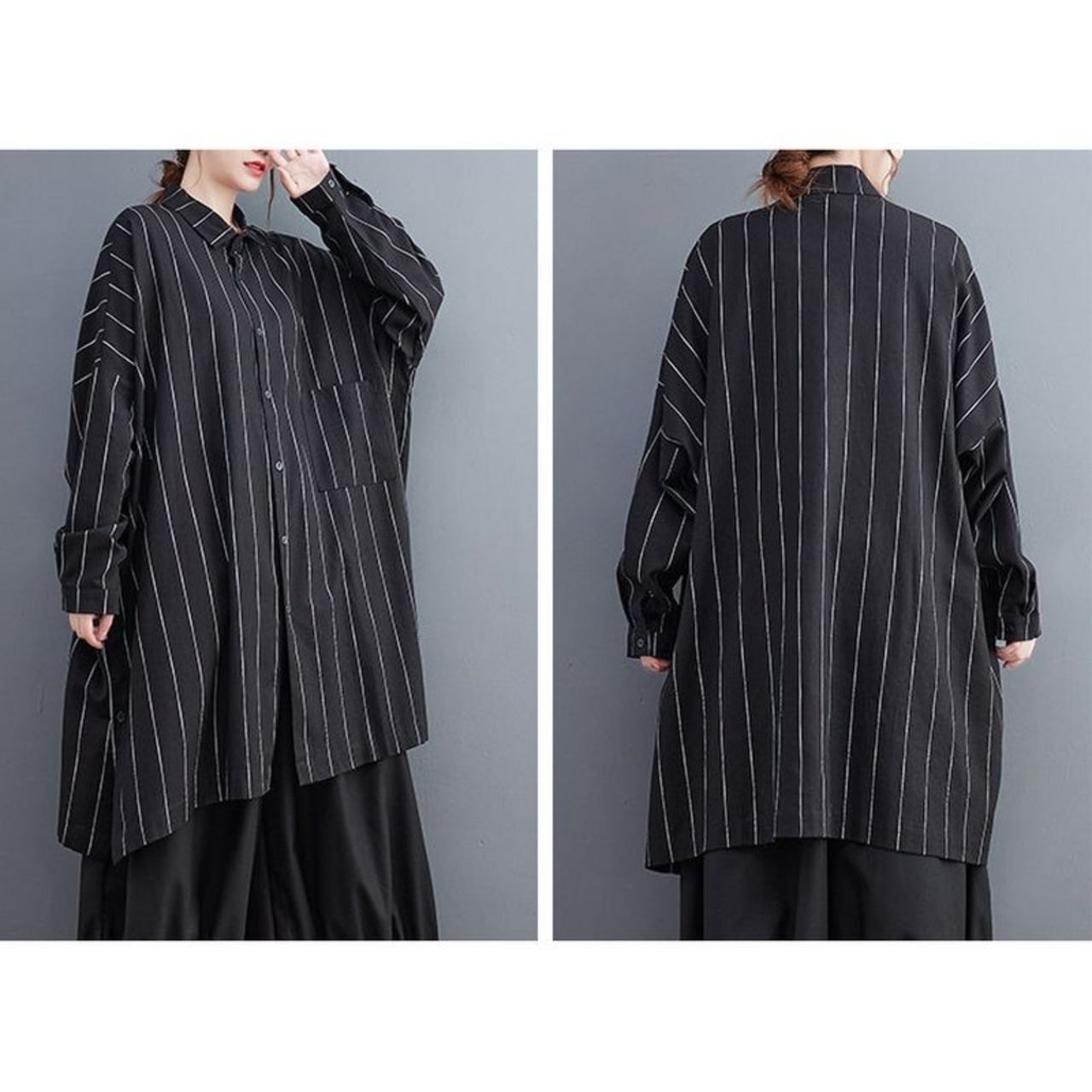 ピンストライプ ロング シャツ  00397