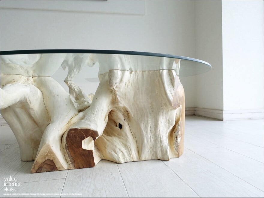 バリューインテリアストア 無垢材ガラステーブル 【公式通販】