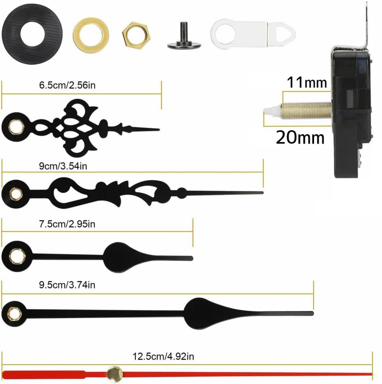 YFFSFDC 時計 ムーブメント 4枚セット 手作り 時計番号キット 2個セット 掛け時計用 時計きっと アラビア数字とローマ数字付 交換部品 DIY補修部品 針セット 時針 分針 秒針 工作キット 修理 寝室 リビング 書斎 子供部屋 オフィス お店など
