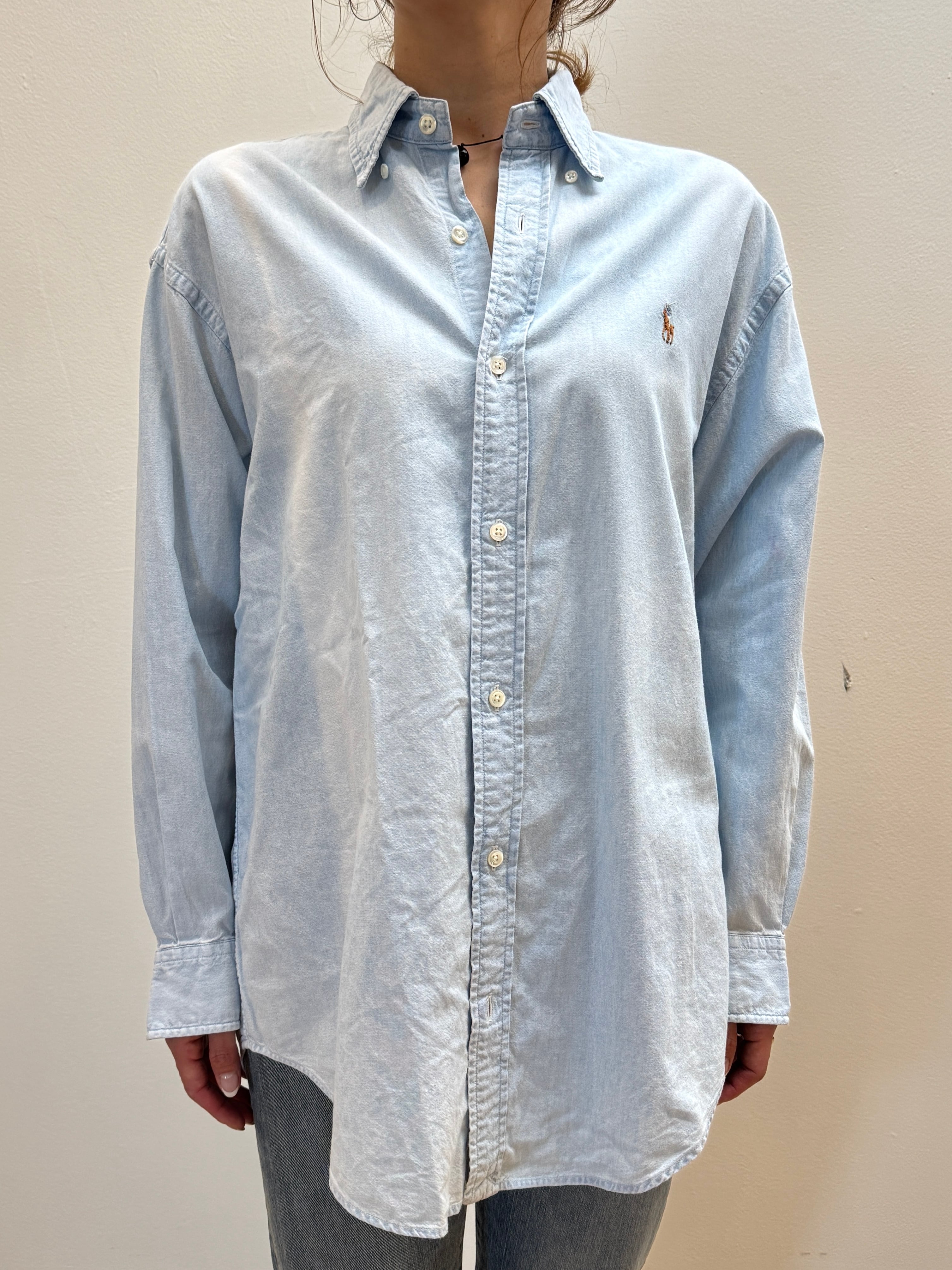 BL9-4 USED Ralph Lauren SHIRT -7- "LIGHT BLUE"