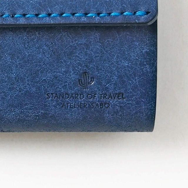 使いやすい 三つ折り財布 【 ブルー 】 レディース メンズ ブランド 鍵 小さい レザー 革 ハンドメイド 手縫い
