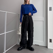 crew neck tulle sheer short tops/bule