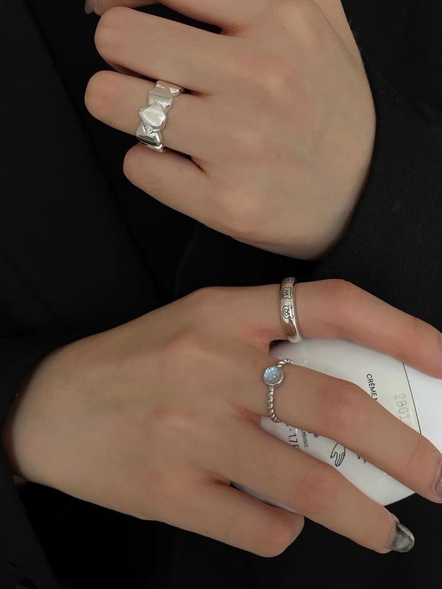 S925 bear face ring (R216-2)