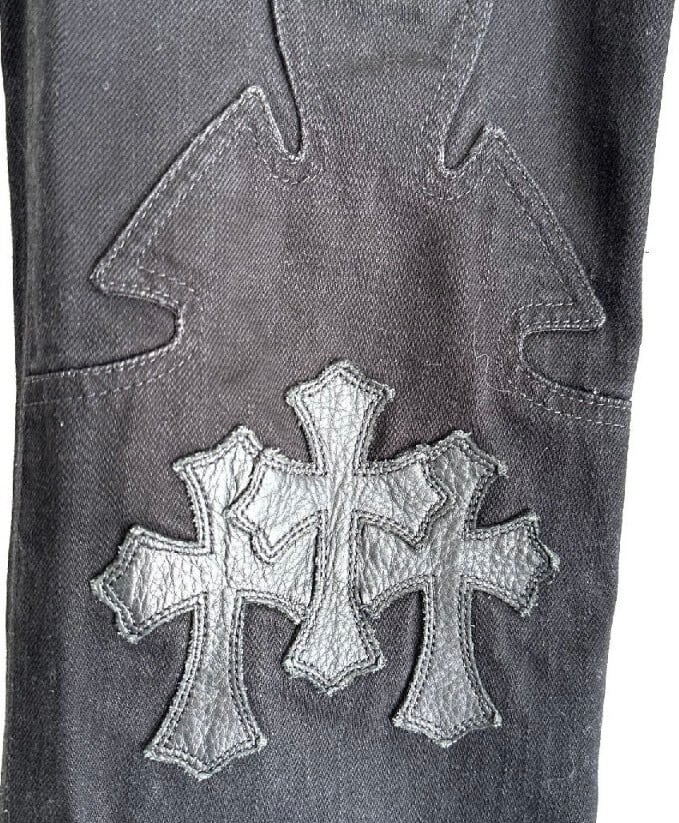 CHROME HEARTS クロムハーツ FleurKnee CrossPatch BackZip Denim