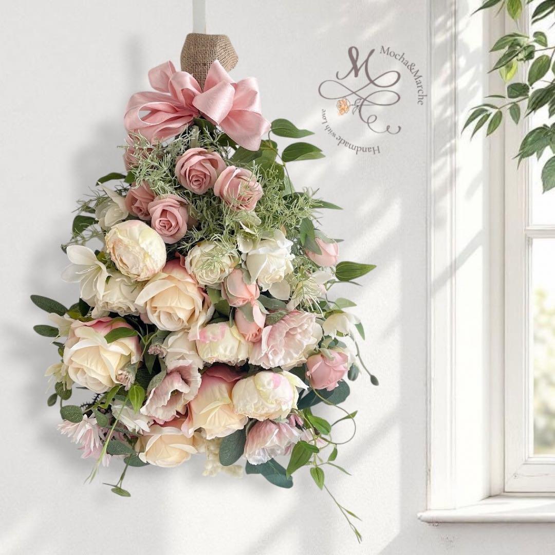 オレンジローズのブロッサムリース｜アーティフィシャルフラワー／光触媒フラワー オレンジローズのブロッサムリース｜アーティフィシャルフラワー