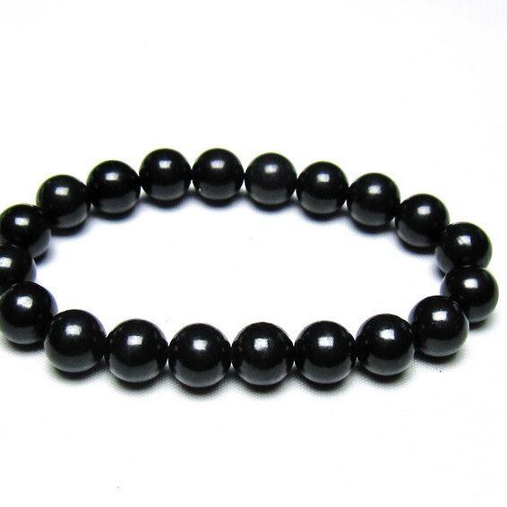 シュンガイト ブレスレット 10mm 一点物 メール便可 111-49705
