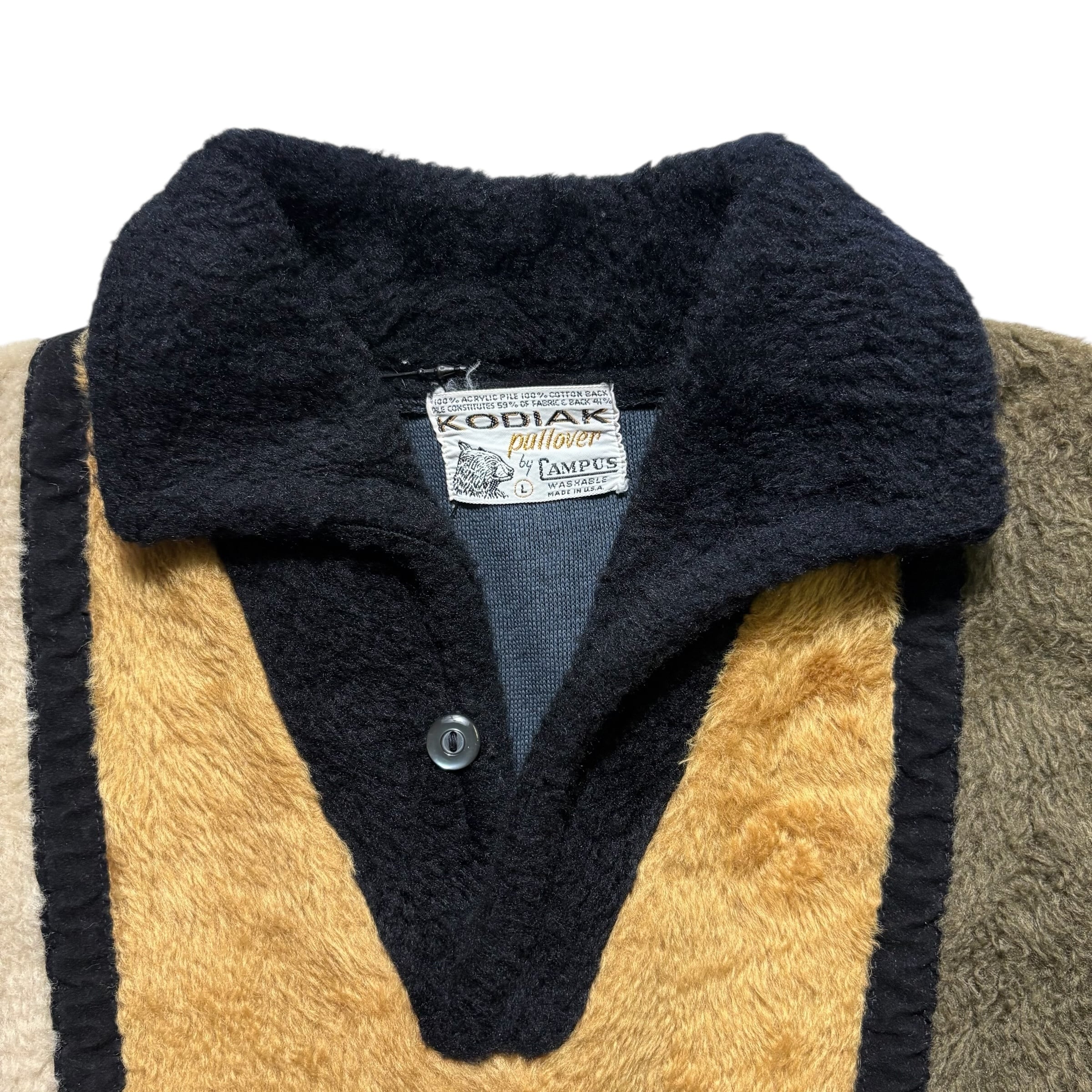 vintage 1950's KODIAK black fake fur pullover “Mondrian” | NOIR ONLINE