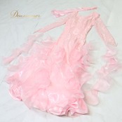 【社交ダンス衣装】ピンク prima boutique プリマブティック ワンピース ドレス フリル レース フロート 発表会 パーティ　社交ダンス衣装 ワンピース ドレス 明るい薄ピンク  動きやすい 軽く薄い生地 おしゃれ 女性用