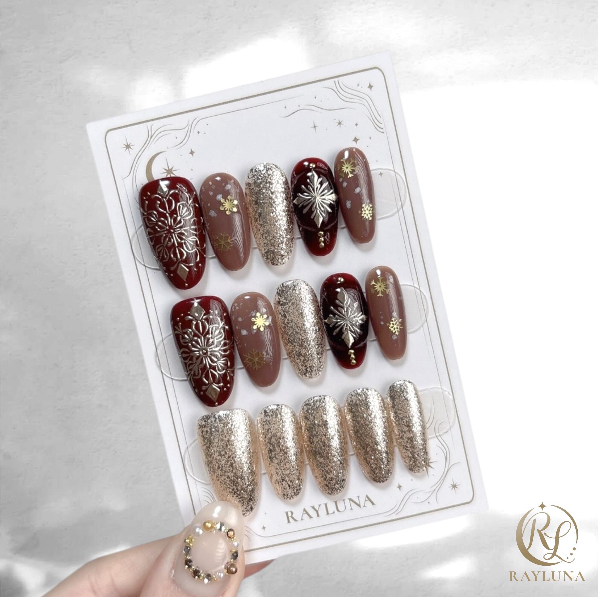 【#813】繰り返し使える【プレミアム】ネイルチップ15枚セット/ロング オーバル/XY373