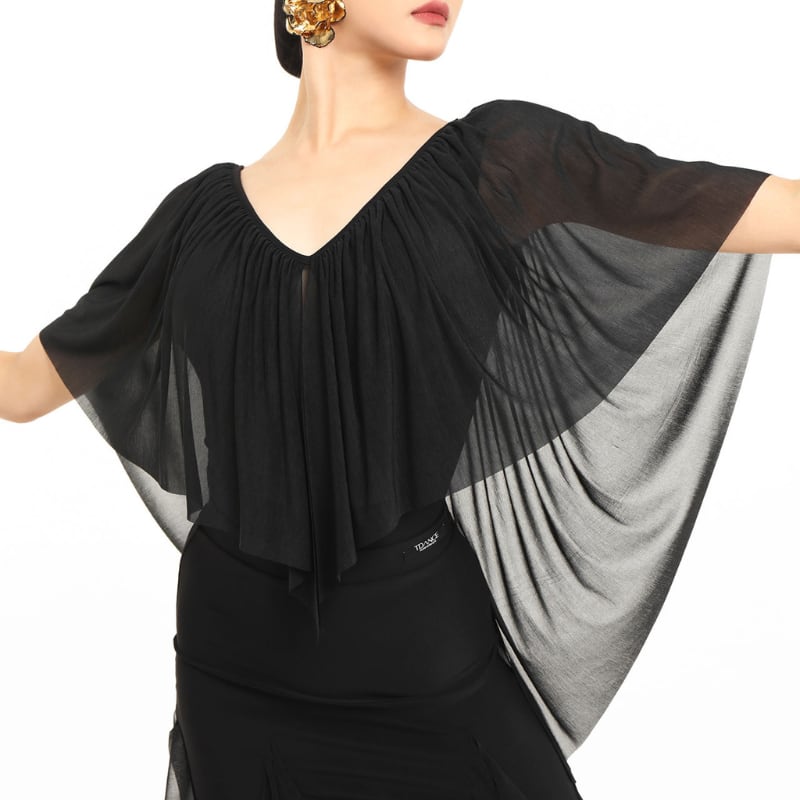 シースルーケープスリーブ Vネック レオタード 1col D00333