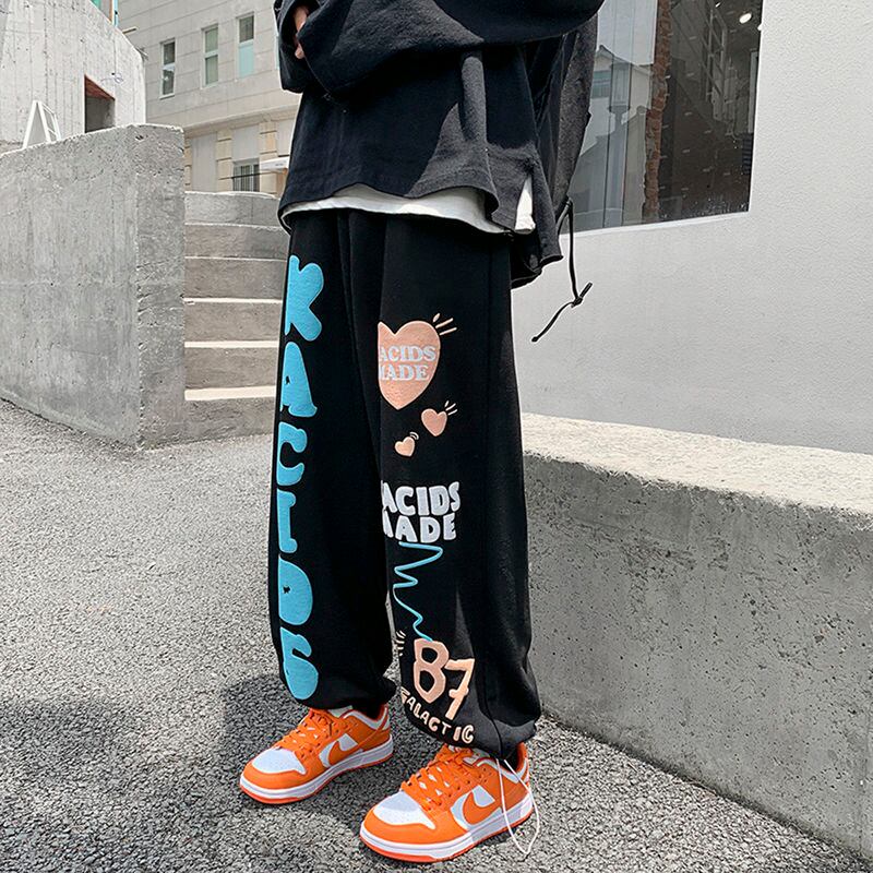 ボトムス スポーツファッション凸版図柄ストリート系シンプルカジュアルパンツ Yochico 独自のストリート トレンドを定義づけましょう