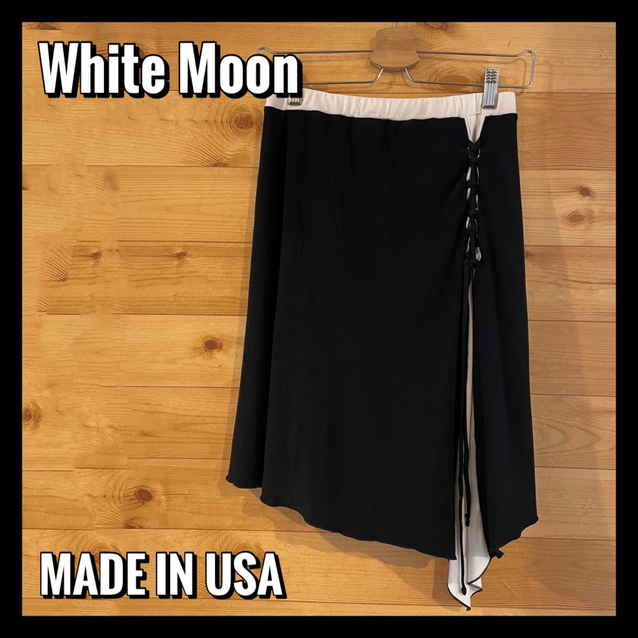 【White Moon】USA製 ひざ丈 フレアスカート Mサイズ アメリカ古着