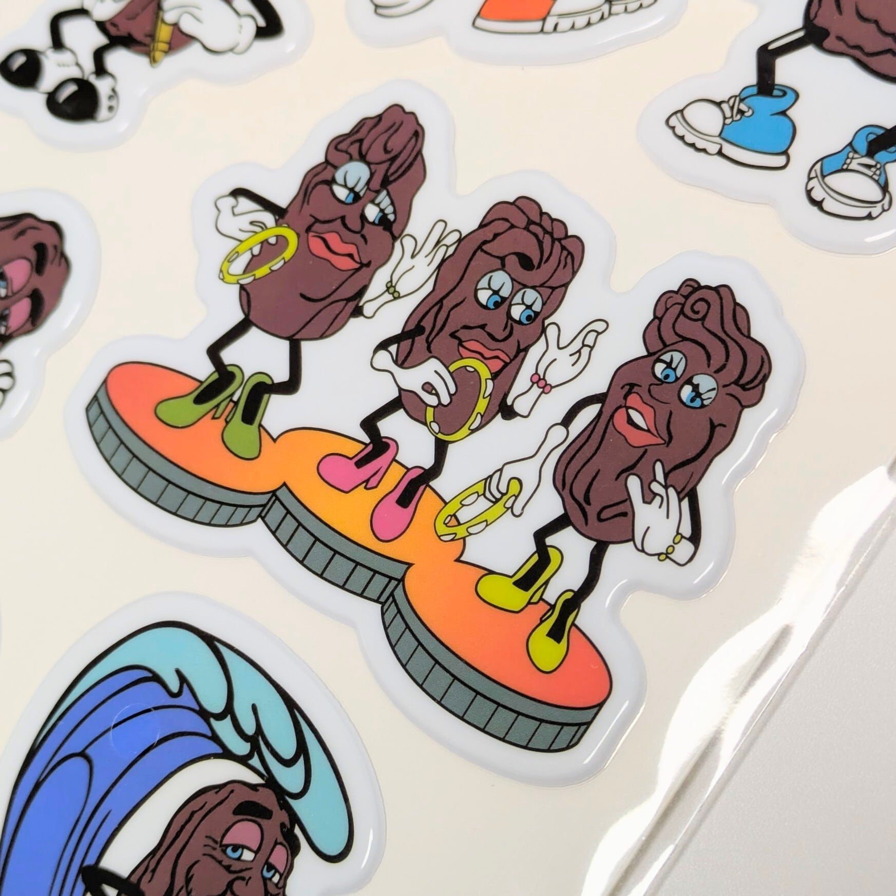 【 California Raisins（カリフォルニアレーズン）】 AMERICAN PUFFY STICKERS / ぷくぷくシール / ぷっくり / ステッカー 〚アメリカン雑貨 アメトイ〛