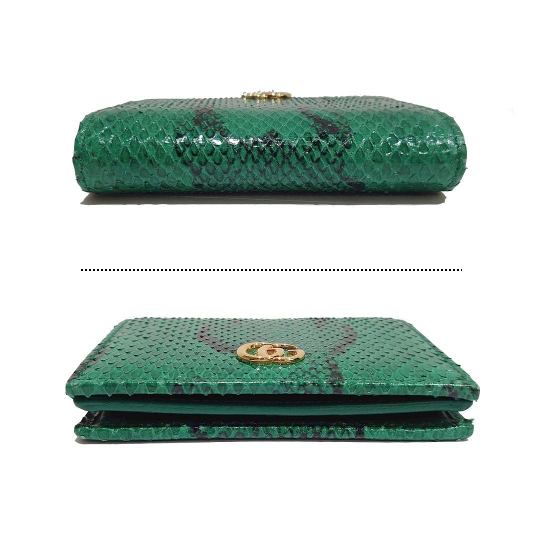 GUCCI グッチ GGマーモント パイソン レザー ミニ財布 コンパクト 