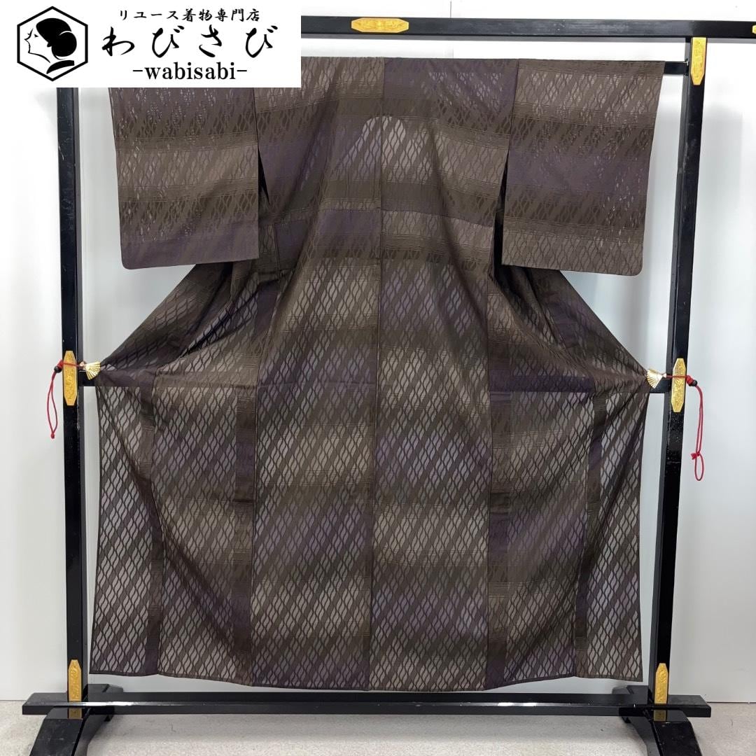 男帯 角帯 織模様 紺色 N-1107 着物 きもの kimono 和服 和装 中古