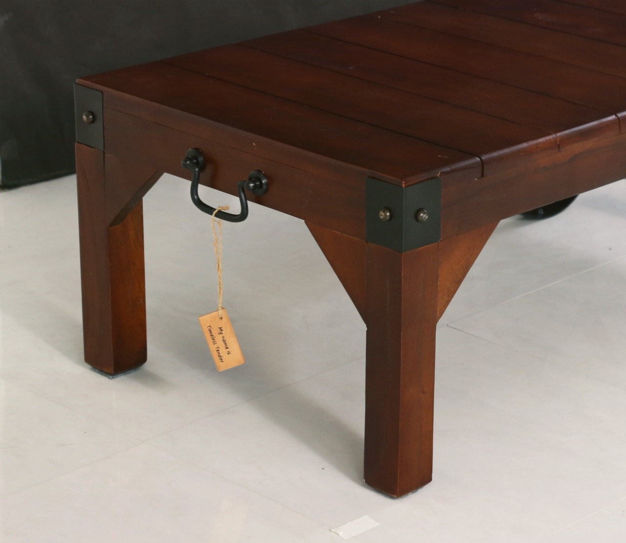 シックなヴィンテージスタイル！レトロな車輪付きテーブル【Bello-ベッロ】幅90㎝