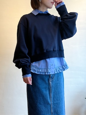 MUVEIL / シャツコンビ裏毛プルオーバー