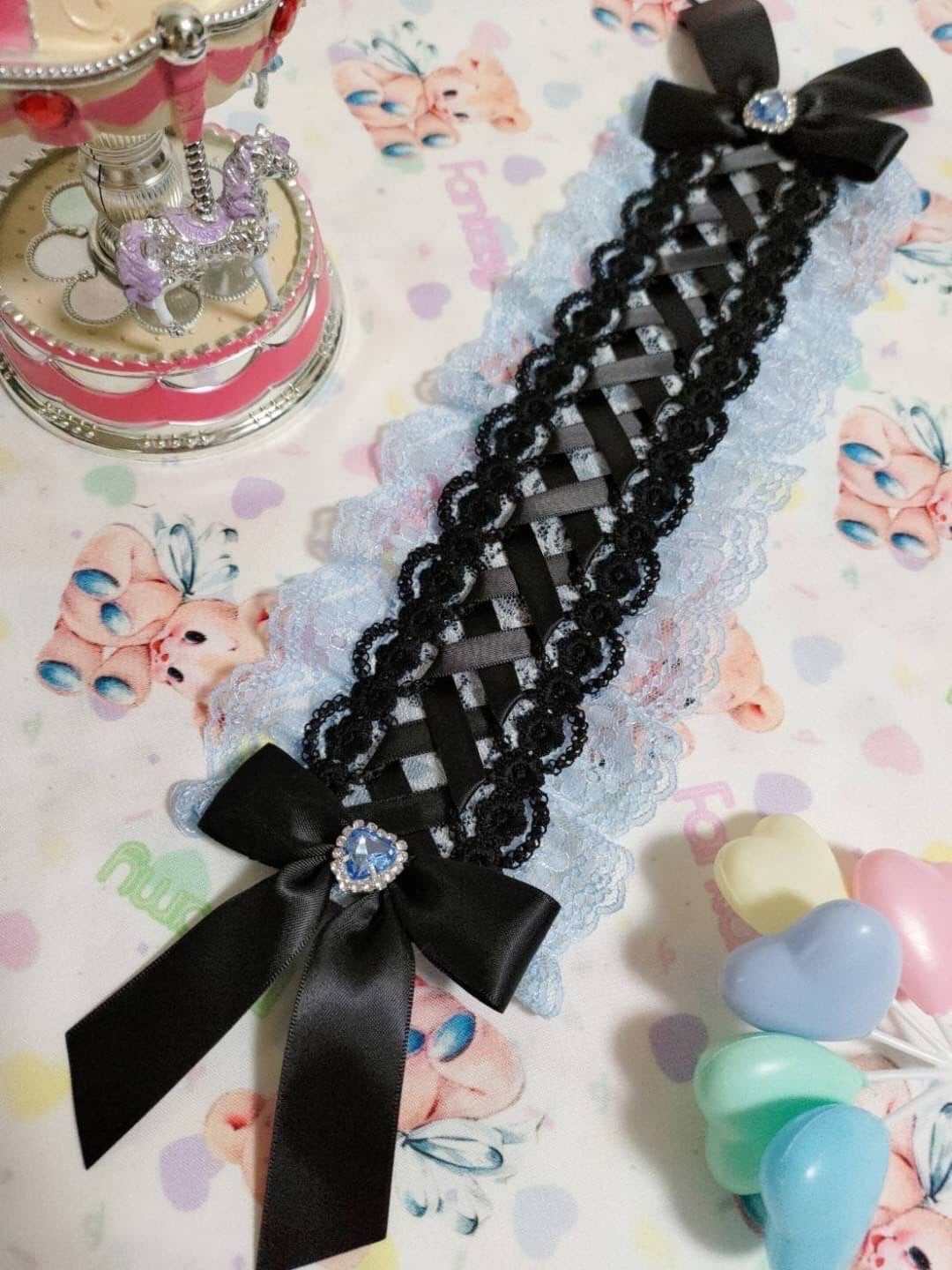 オーダーページ リボンヘッドドレス ♡ Gothic princess レザー調リボンベルトヘッドドレス