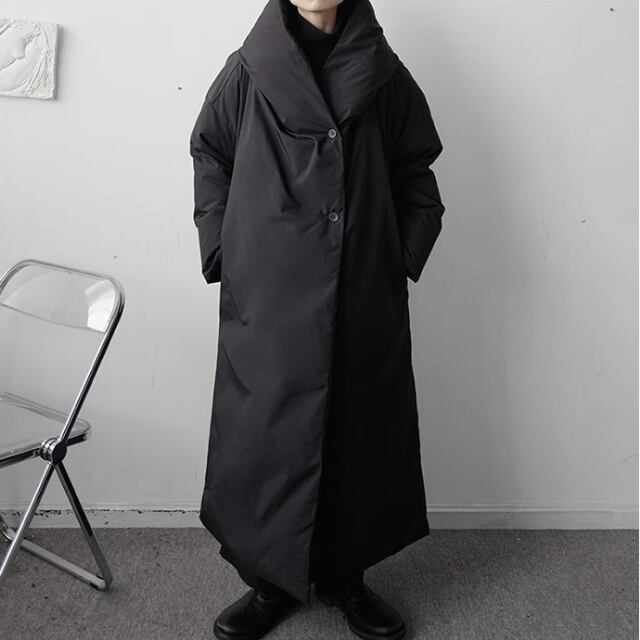 【予約販売】ダウンコート メンズ フード アウター 厚手 ブラック ロング丈 黒 防寒 お洒落 こなれ感 ベーシック 秋冬 大きいサイズ M/L/XL/2XL