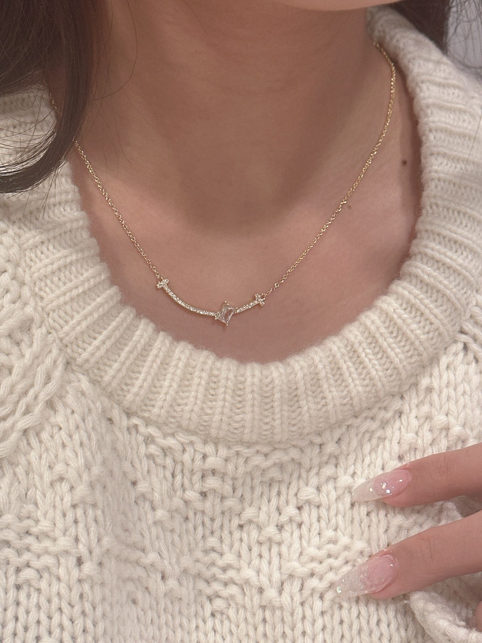 T zirconia necklace [027] | SASSY ANGEL