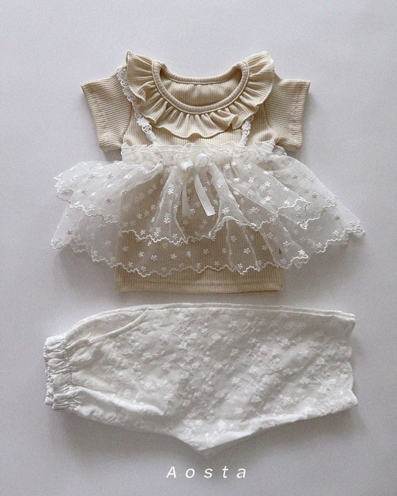 [Aosta] Lace strap tee / [아오스타] 레이스끈뷔스티에