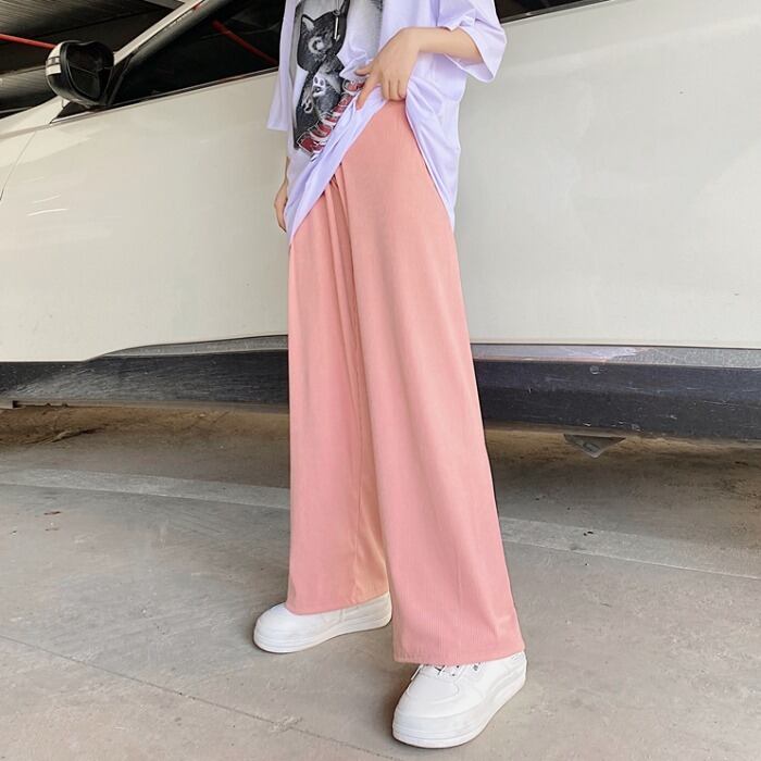 サマーパンツ ハイウェストカジュアル ピンク 夏物 シルク ケッペル50901727674