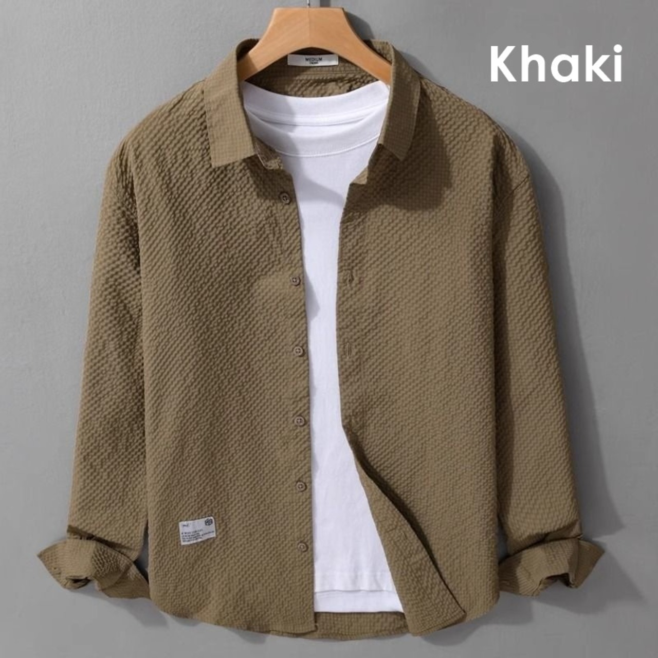 【M-3XL】Light Textured Long Sleeve Shirt / ライト テクスチャー 長袖 シャツ