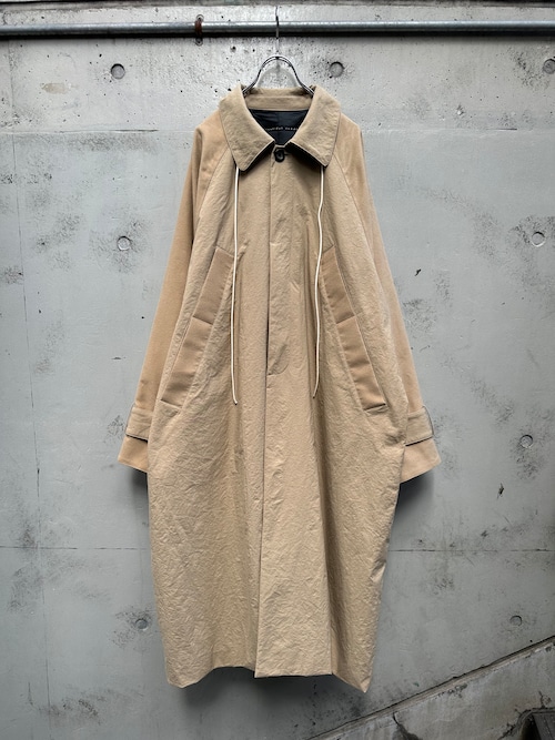 『my beautiful landlet』NYLON × SUEDE RAGLAN LONG COAT / beige