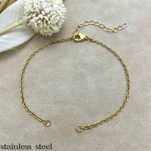 【5個】SUS304ステンレス製アジャスター付きゴールドチェーンブレスレット/ステンレス鋼/パーツ