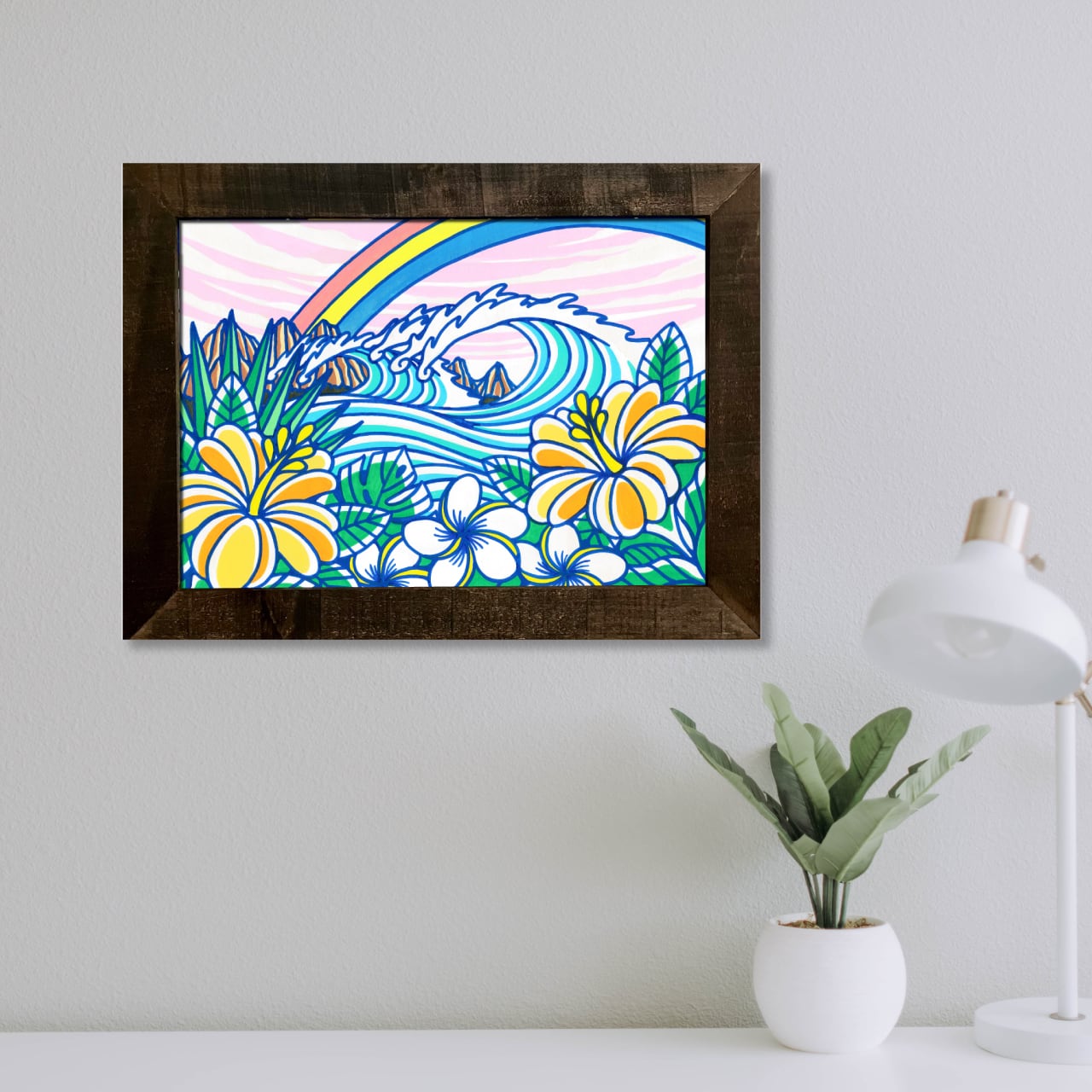 原画】Wood Panel A3 Size（Rainbow Wave）with Frame | TAMO ART GALLERY