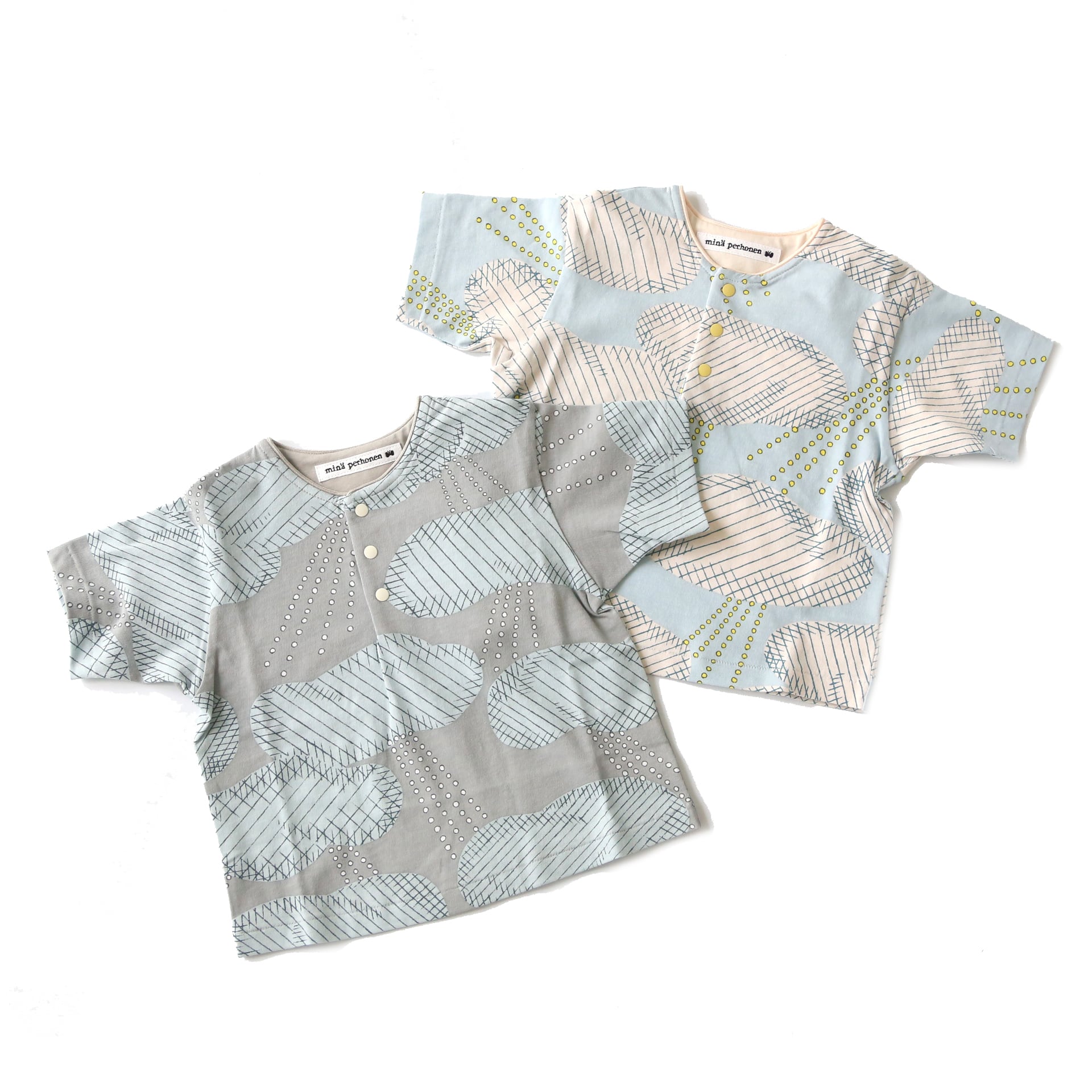 mina perhonen / after rain カットソー / light blue・gray / 110,120,130cm