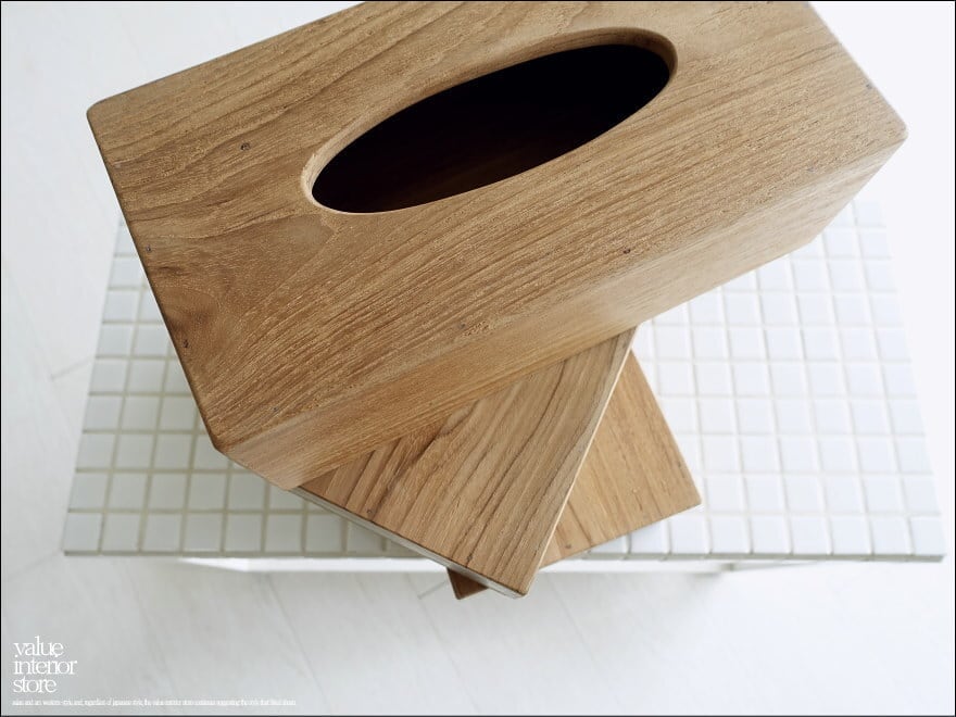 オールドチーク無垢材 ティッシュケースHolz ティッシュボックス 木製