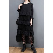 花柄シアー フリル ワンピース 00424