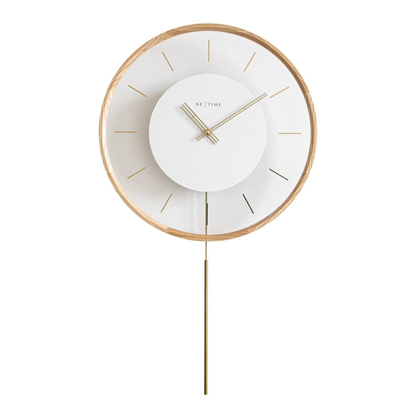 壁時計 掛時計 振り子時計 NEXTIME ネクスタイム ウォールクロック Kuram Pendulum / NXT-J051 ナチュラル ゆっくり振り子 Past Present Series