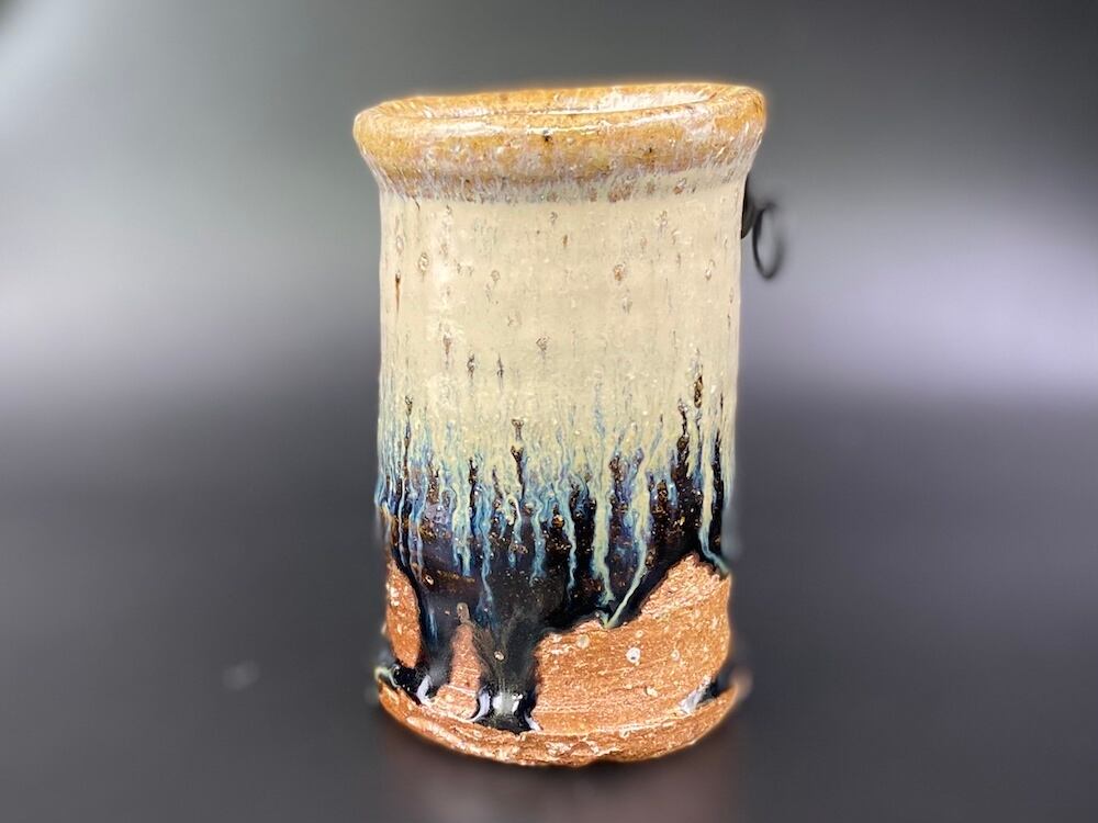 朝鮮唐津旅枕掛花入／Chosen-karatsu Hanging flower vase | 土平窯