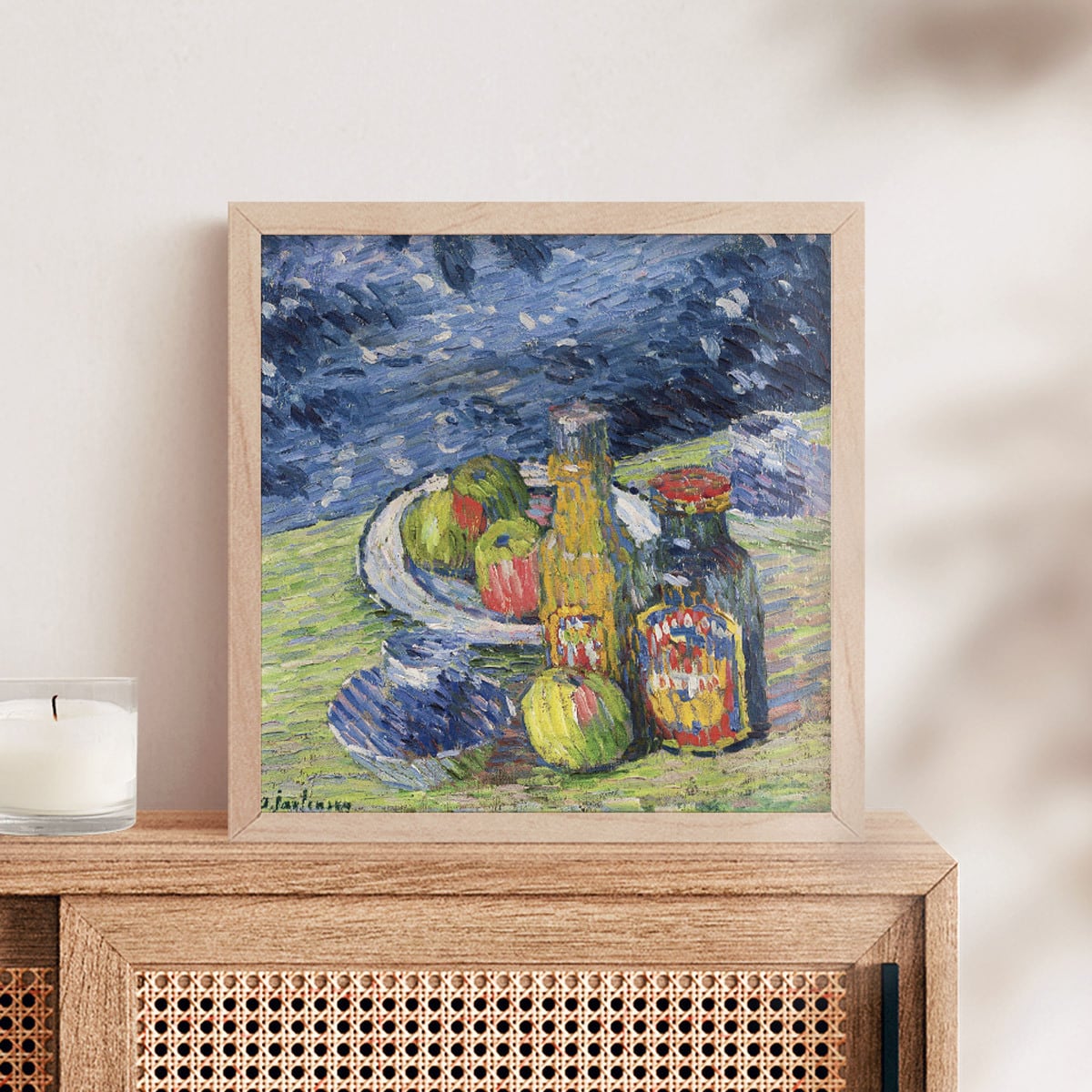 額縁付き] 瓶と果物のある風景 アレクセイ・フォン・ヤウレンスキー