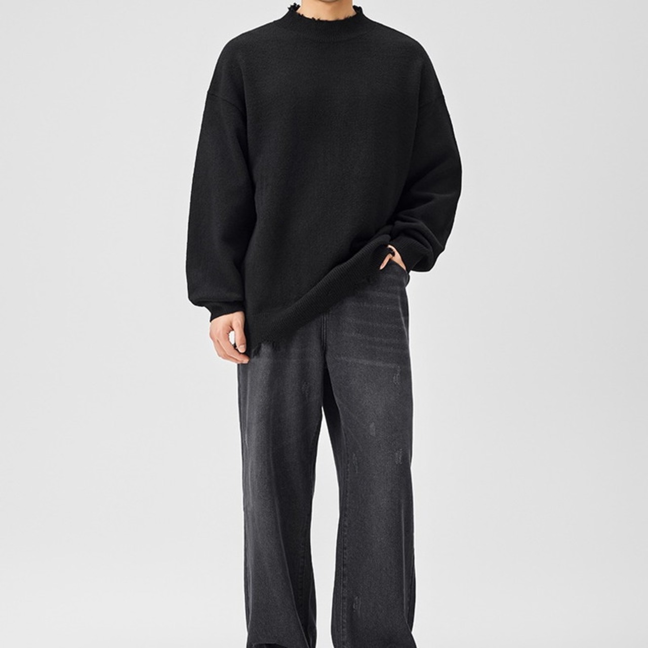 ブロークンデザインモックネックニット　946